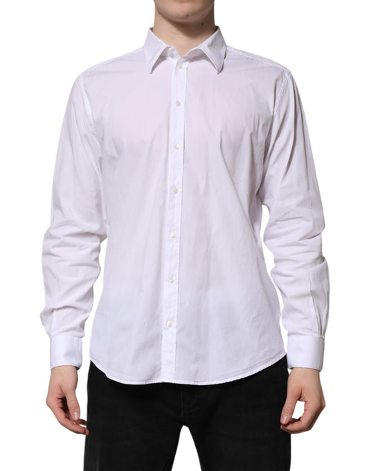 Dolce & Gabbana White Cotton STAFF Long Sleeves Dress Shirt