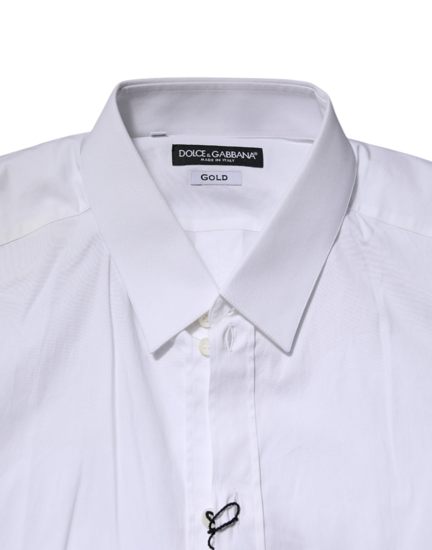 Dolce & Gabbana White Cotton GOLD Long Sleeves Dress Shirt