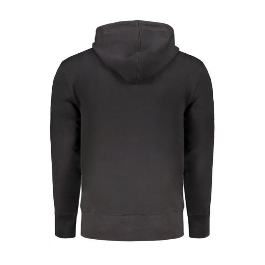 Calvin Klein Black Cotton Men Sweater with Hood and Central Pockets