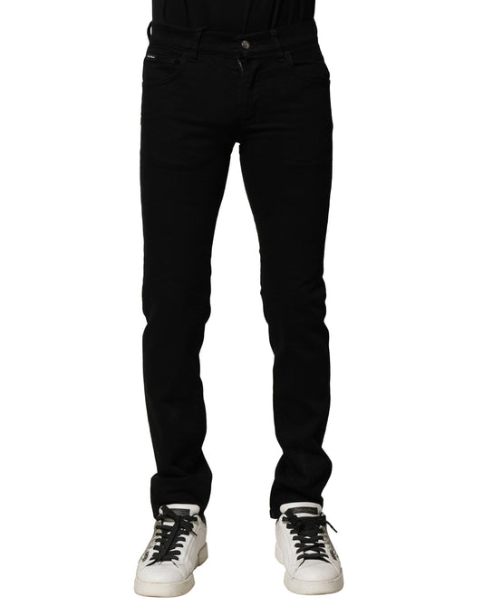 Dolce & Gabbana Black Cotton Stretch Skinny Men Denim Jeans