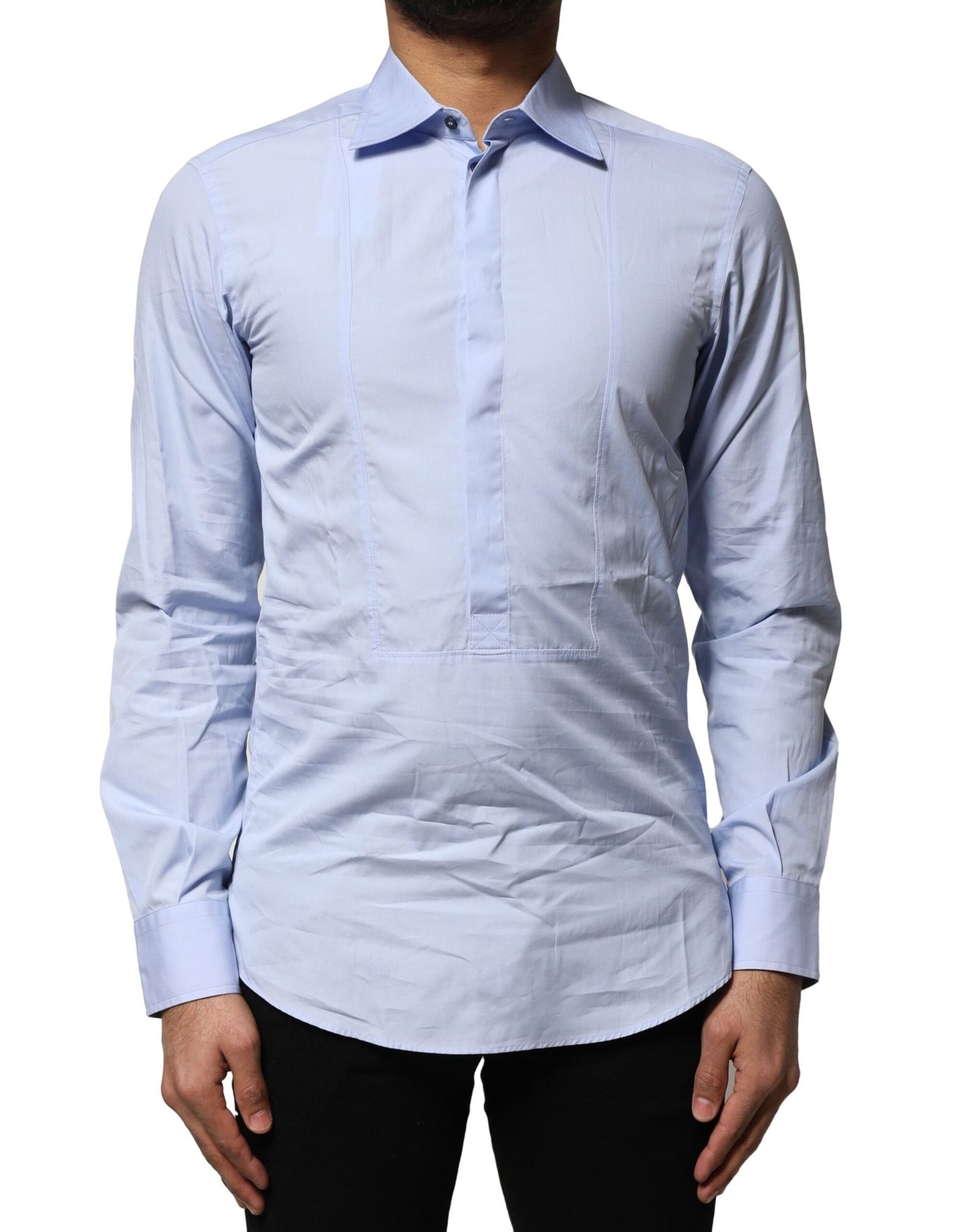 Dolce & Gabbana Light Blue Cotton Long Sleeves Dress Shirt