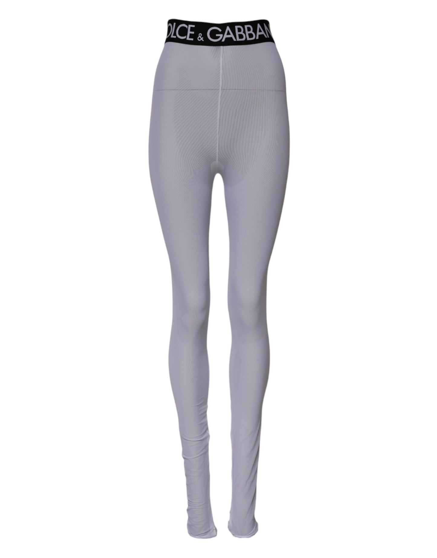 Dolce & Gabbana Gray Nylon DG Logo Mid Waisted Leggings Pants