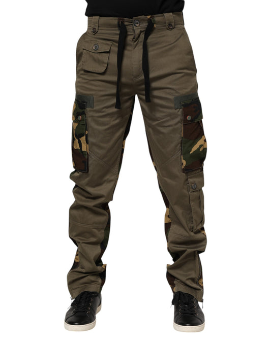 Dolce & Gabbana Brown Cotton Camouflage Cargo Pants