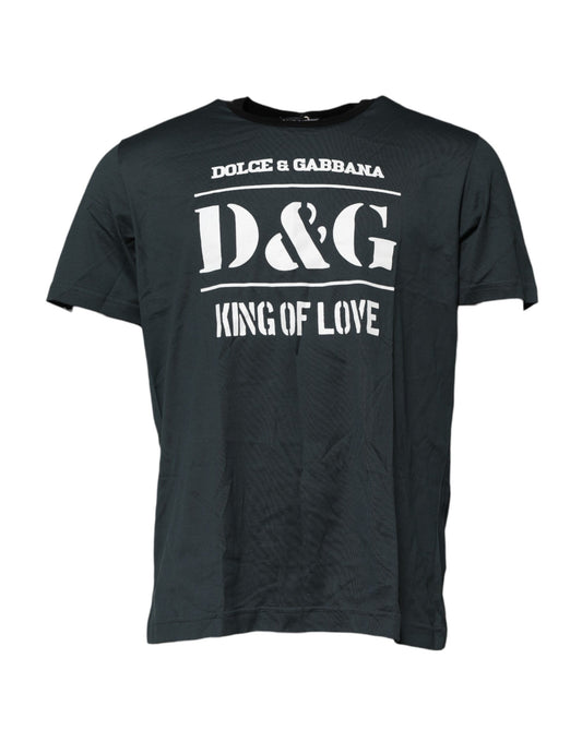 Dolce & Gabbana Black Cotton Printed Short Sleeves T-shirt