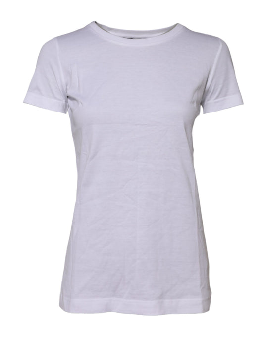 Dolce & Gabbana White Cotton Short Sleeves Round Neck T-shirt