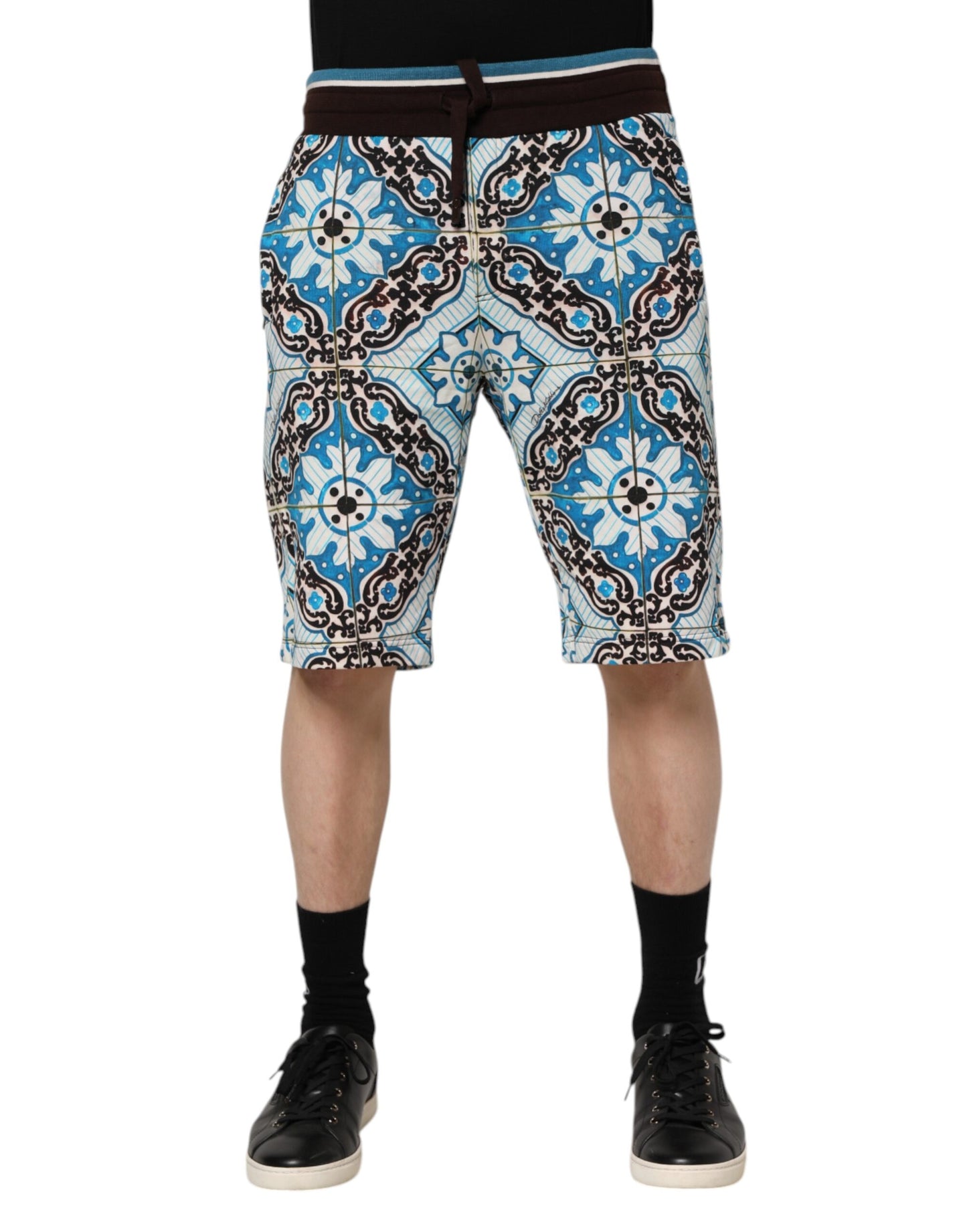 Dolce & Gabbana Multicolor Cotton Maiolica Print Bermuda Shorts
