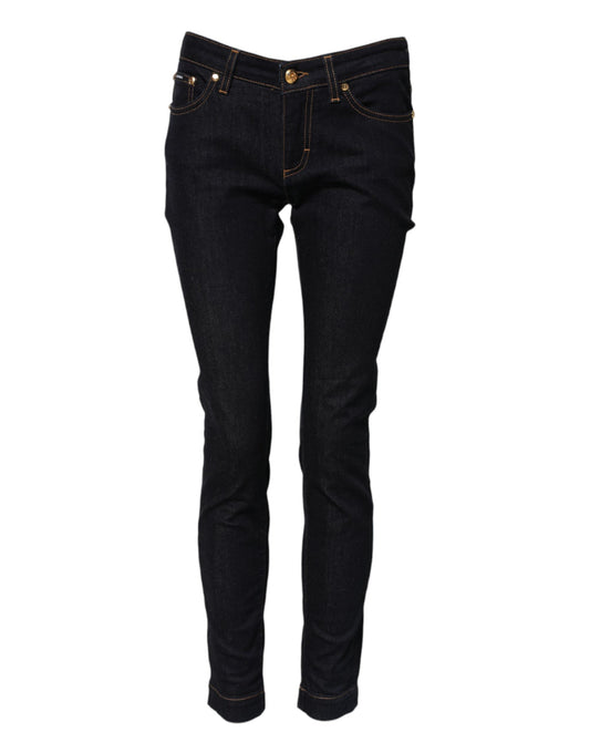 Dolce & Gabbana Blue Cotton PRETTY LowWaist Skinny Denim Jeans