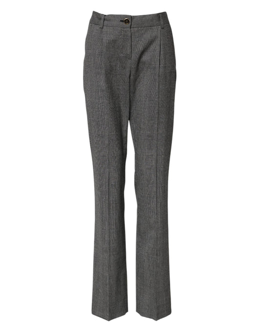 Dolce & Gabbana Gray Checkered High Waist Flared Pants
