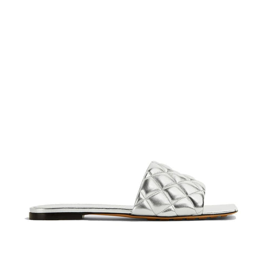 Bottega Veneta Silver Calfskin Slippers