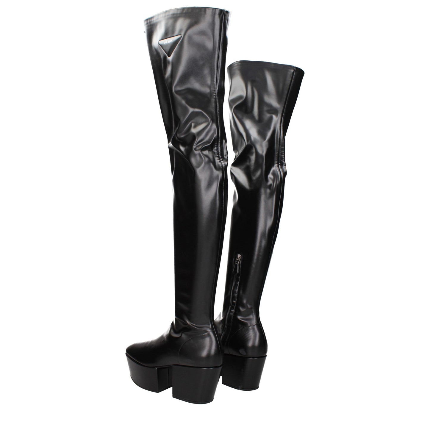 Prada Black Leather Over The Knee
