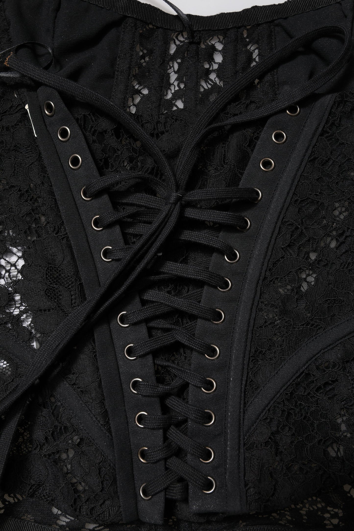 Dolce & Gabbana Black Strapless Floral Lace Bustier Cropped Top