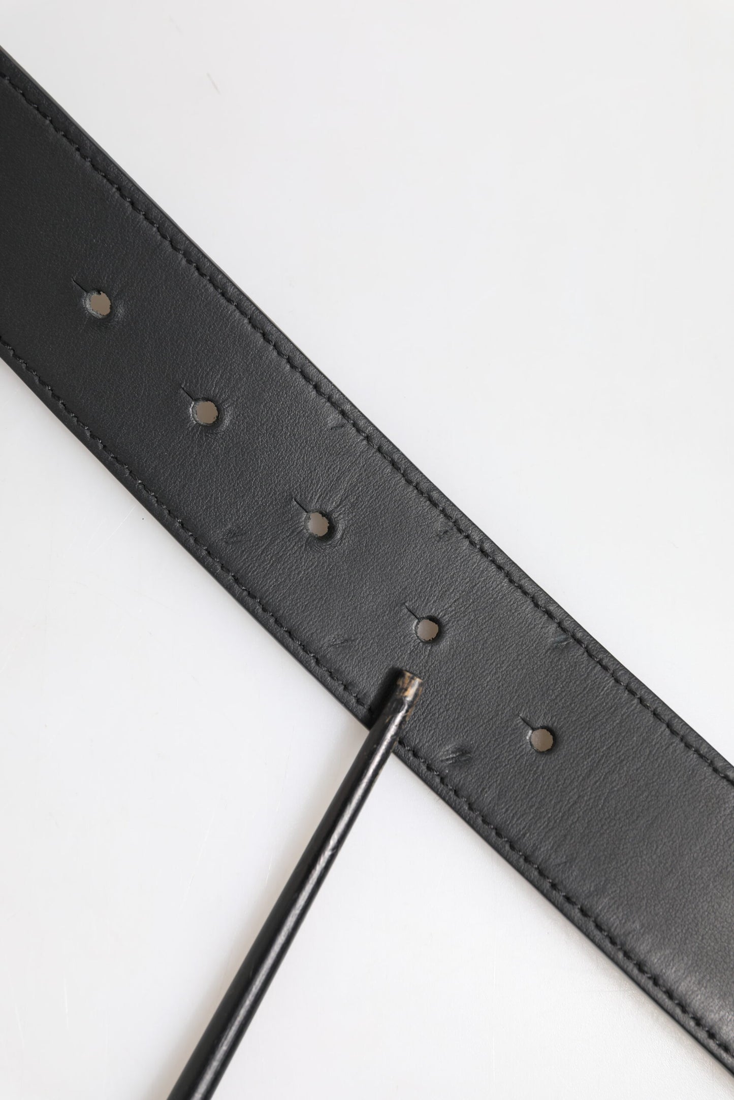 Dolce & Gabbana Black Leather Classic Metal Logo Buckle Belt