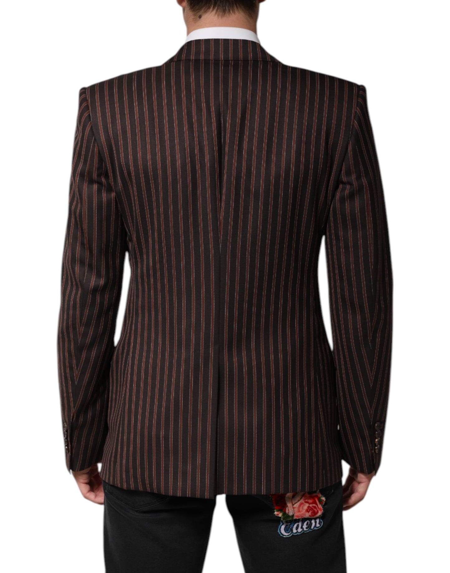 Dolce & Gabbana Black Brown Stripe Single Breasted Blazer