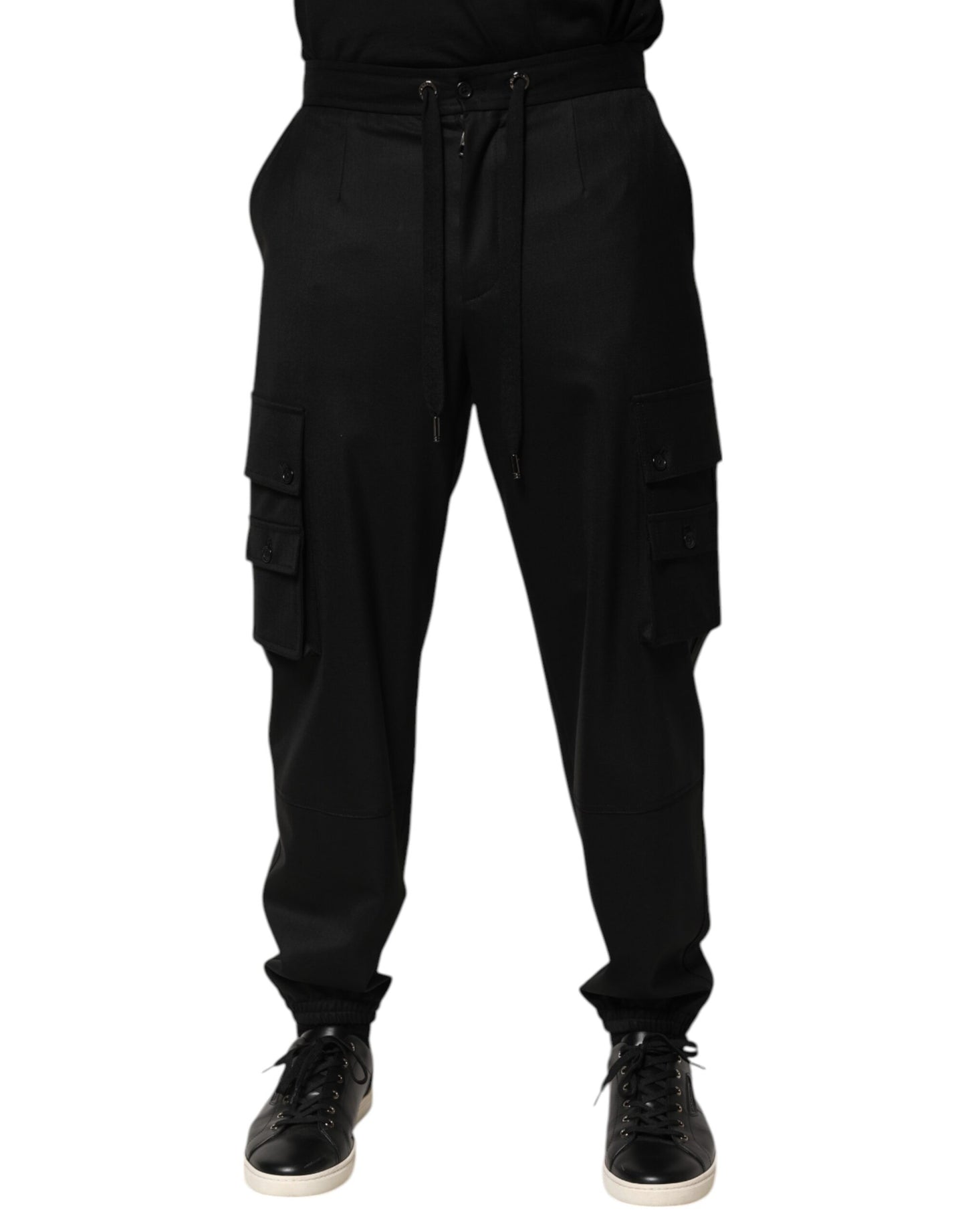 Dolce & Gabbana Solid Black Cargo Jogger Men Sweatpants Pants