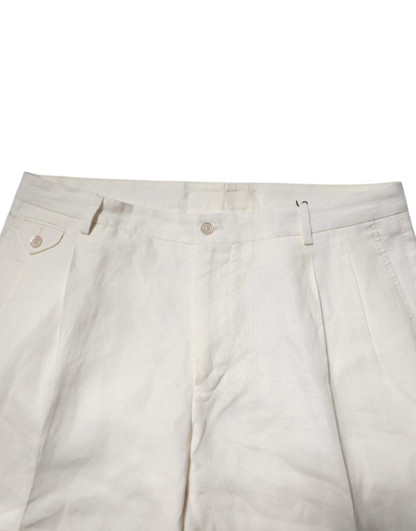 Dolce & Gabbana Cream Linen Dress Slim Formal Trouser Pants