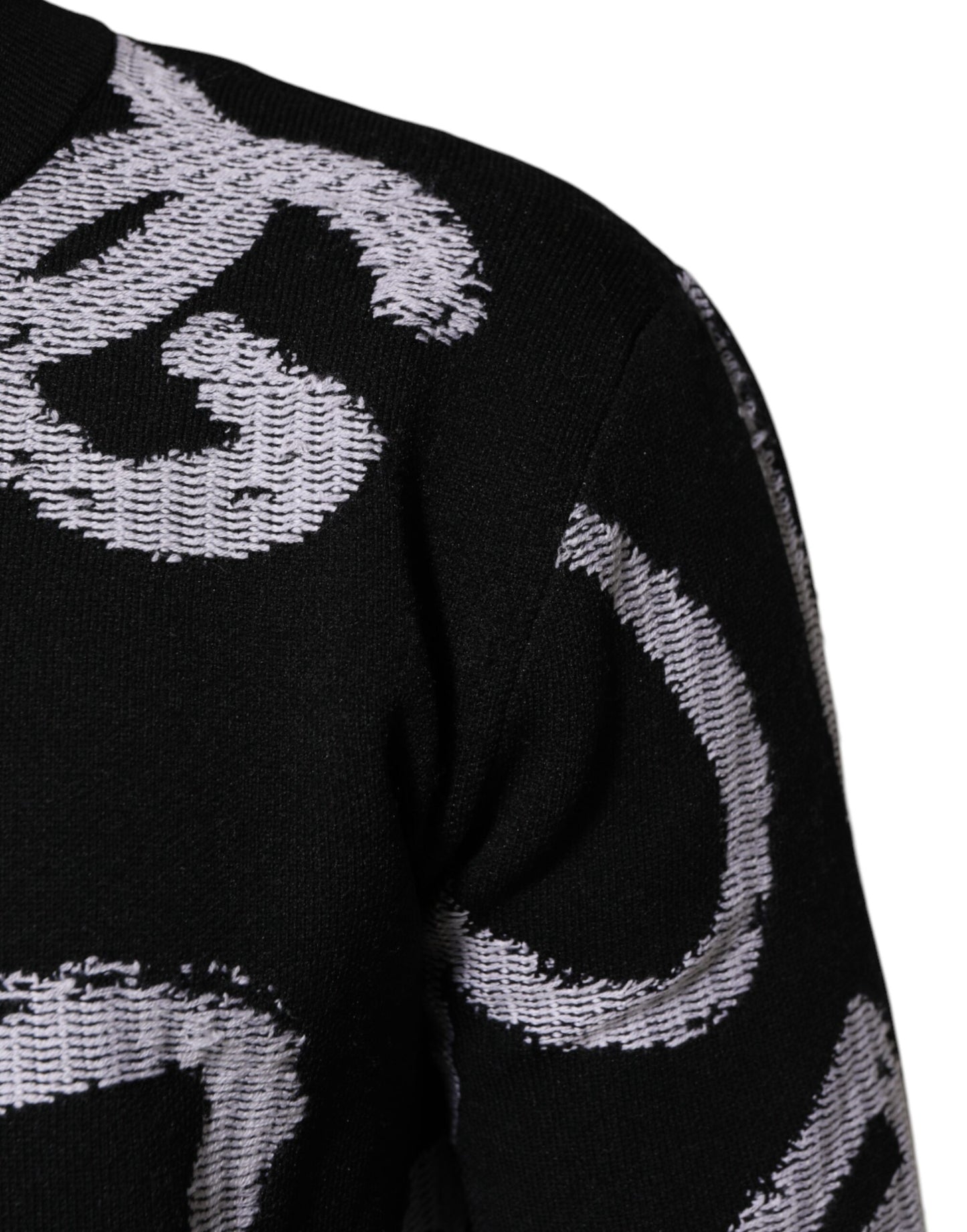 Dolce & Gabbana Black Nylon Wool Heart Print Pullover Sweater