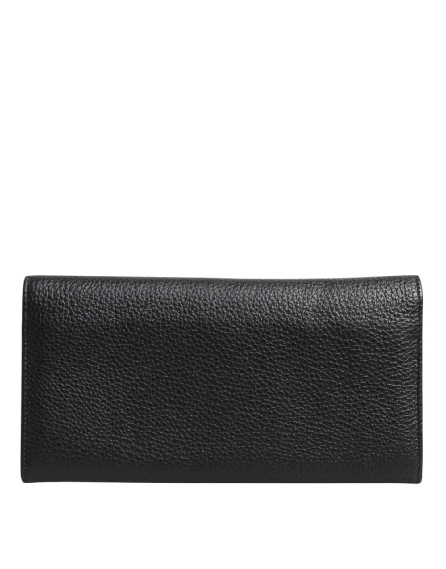 Dolce & Gabbana Black Leather Trifold Logo Plaque Card Holder Wallet