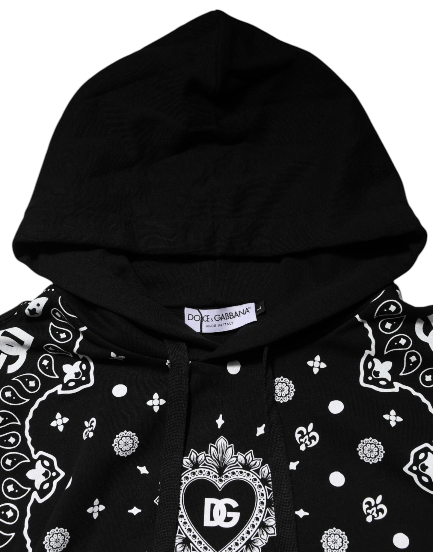 Dolce & Gabbana Black Bandana Hooded Men Sweatshirt Sweater