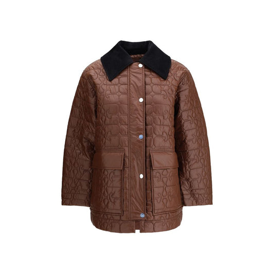 Ganni Shiny Quilt Midi Jacket