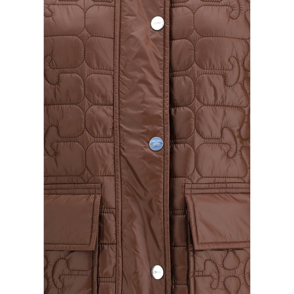 Ganni Shiny Quilt Midi Jacket