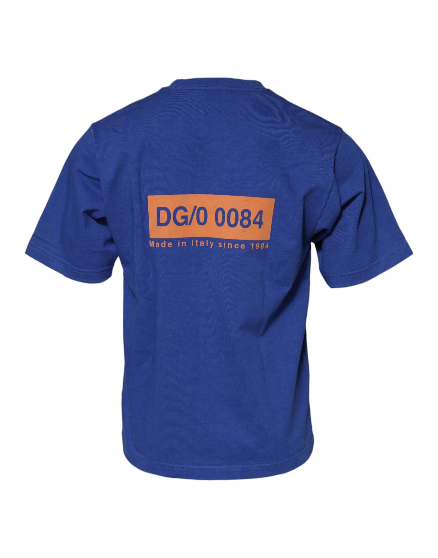 Dolce & Gabbana Blue Logo Graphic Cotton Crew Neck T-shirt
