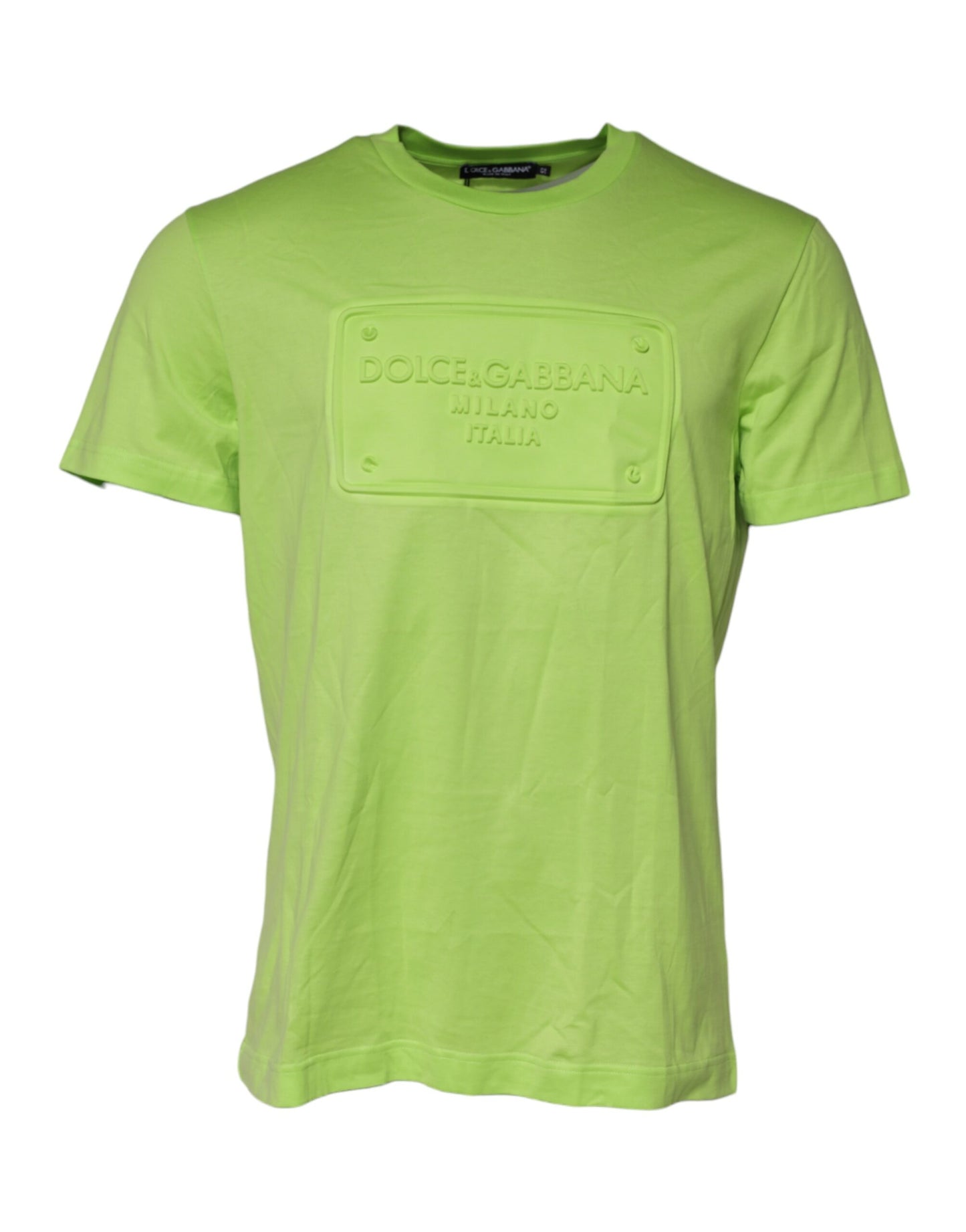Dolce & Gabbana Green Embossed Logo Cotton Crew Neck T-shirt
