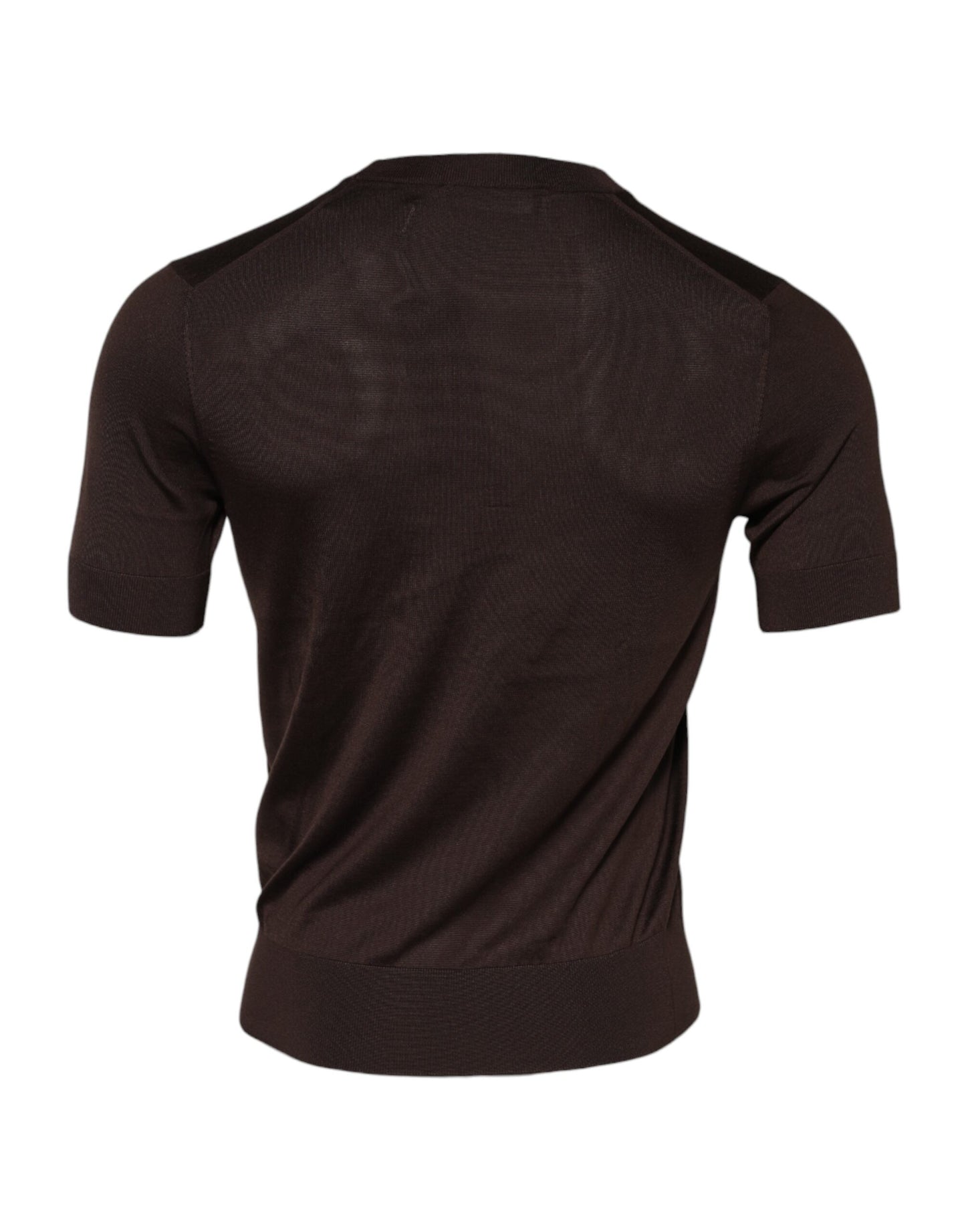 Dolce & Gabbana Brown Silk Crew Neck Short Sleeves T-shirt