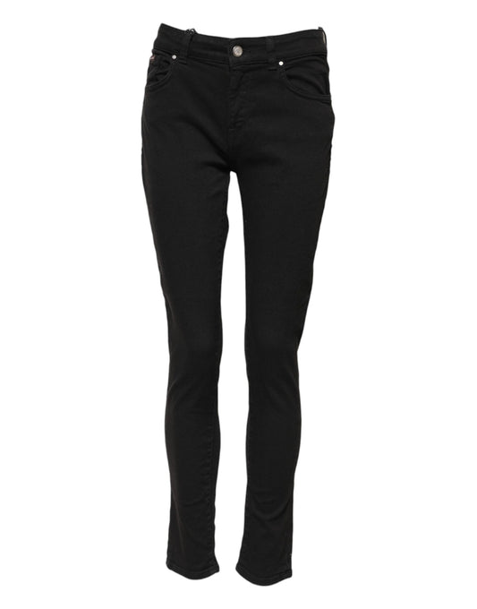 Dolce & Gabbana Black Cotton Skinny Mid Waist Denim Jeans