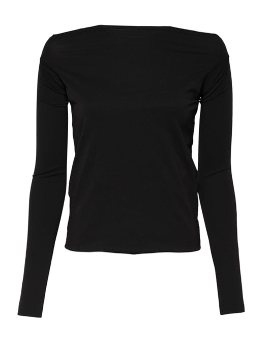 Dolce & Gabbana Black Wool Shrug Crew Neck Pullover Sweater