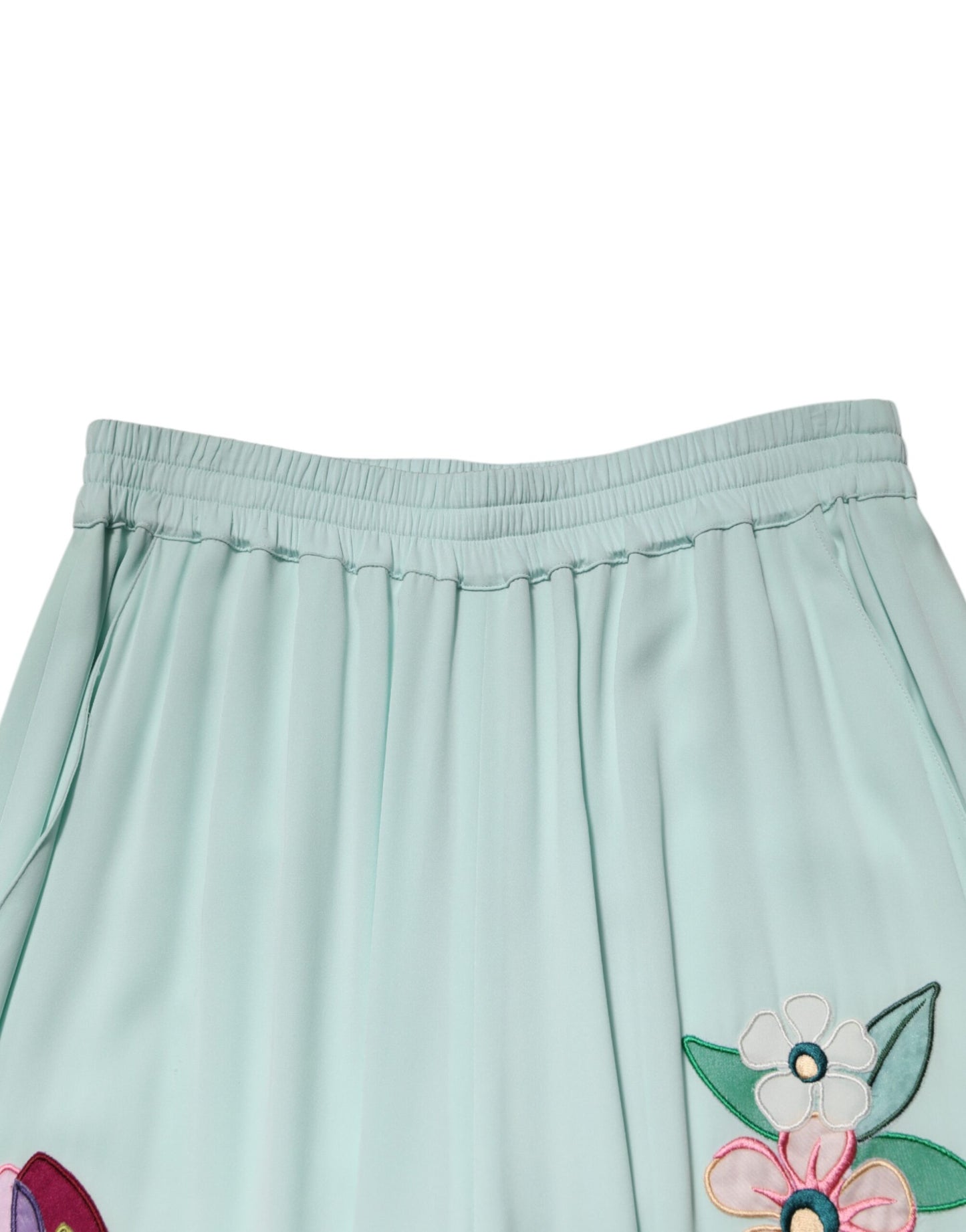 Dolce & Gabbana Green Floral Garterized Straight Pajama Pants