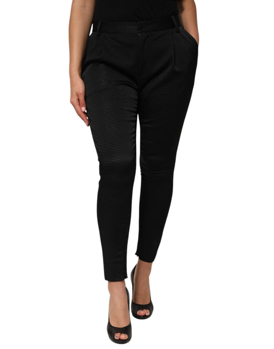 Dolce & Gabbana Black Acetate HighWaist Tapered Trouser Pants