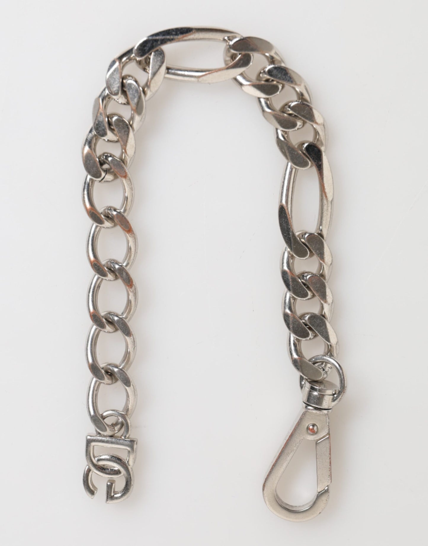 Dolce & Gabbana Silver Tone Brass Chain Lobster Clasp DG Logo Bracelet