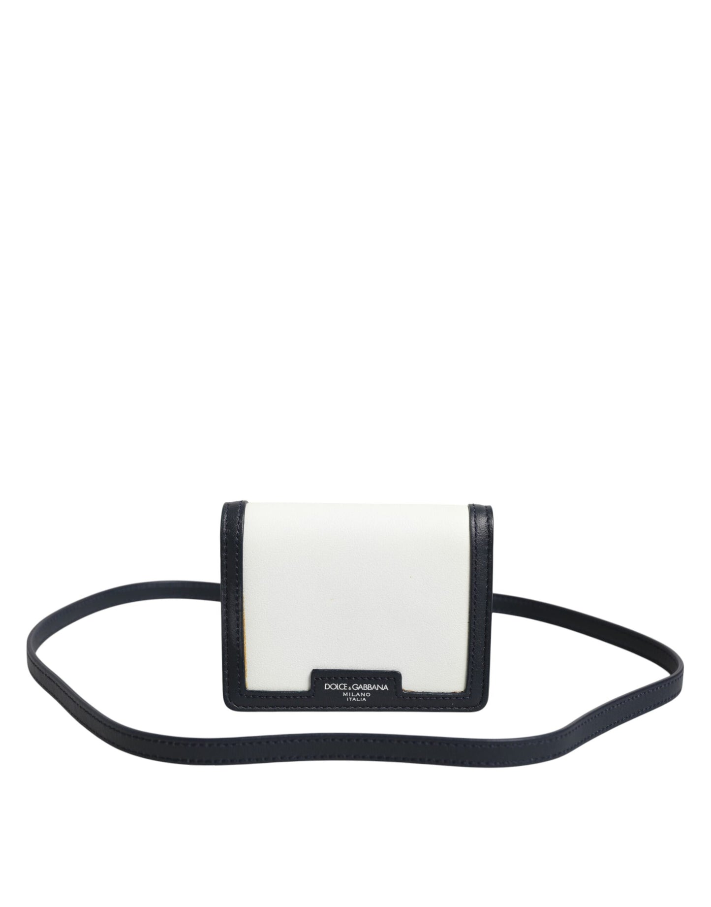 Dolce & Gabbana Beige Black Leather Card Holder Crossbody Men Borse Bag