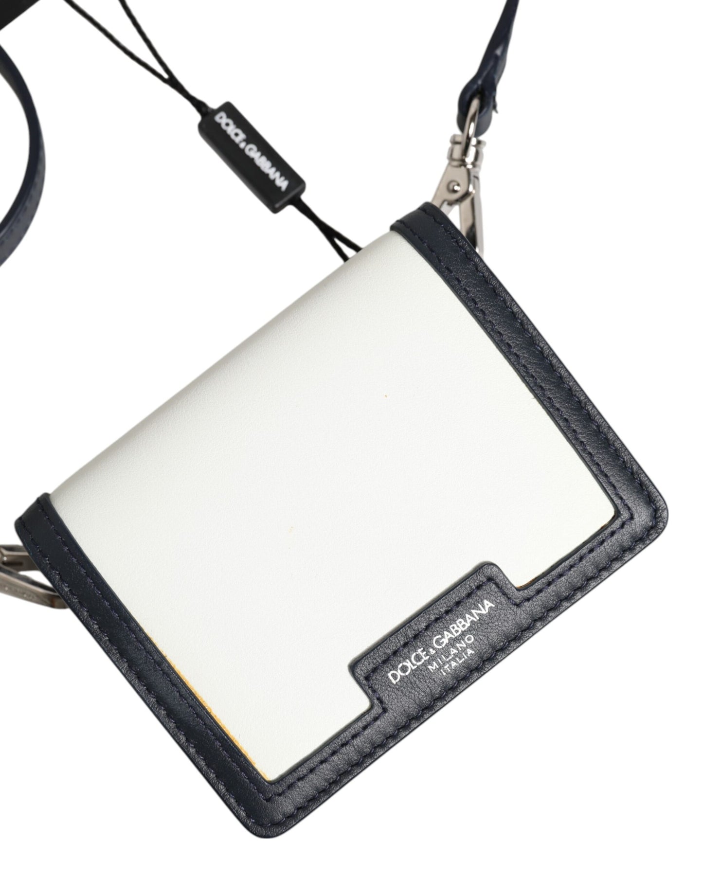 Dolce & Gabbana Beige Black Leather Card Holder Crossbody Men Borse Bag