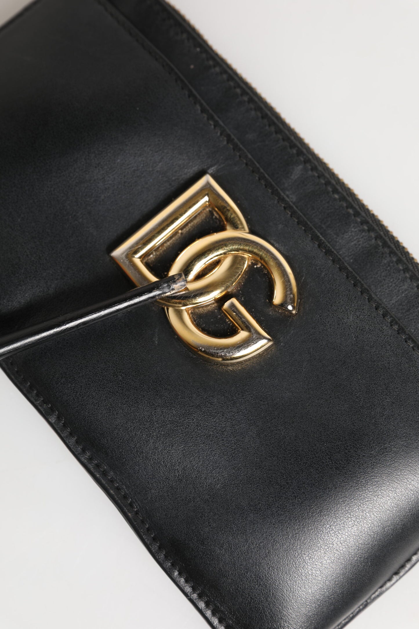 Dolce & Gabbana Black Calfskin Leather DG Logo Women Card Holder Wallet