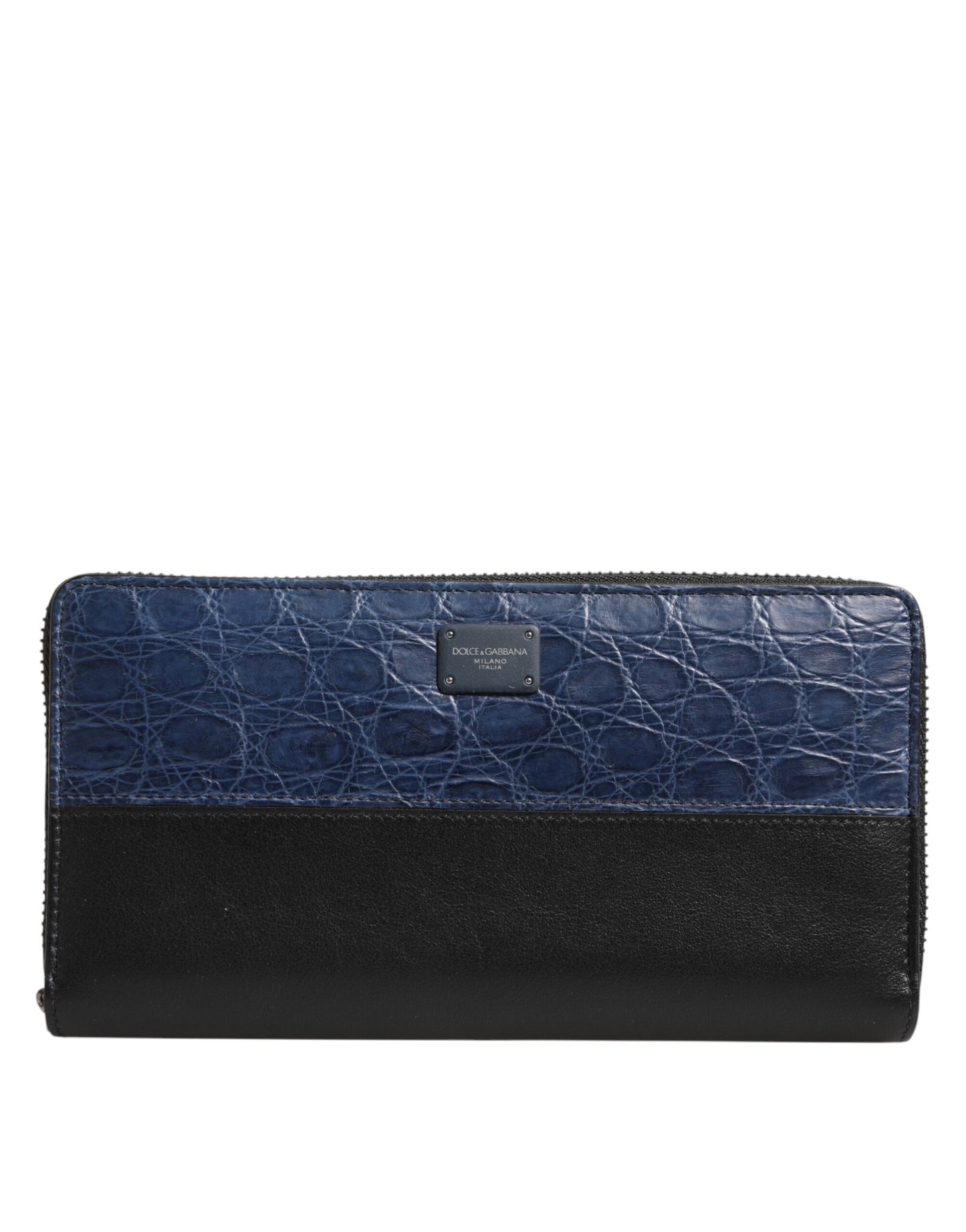 Dolce & Gabbana Black Blue Exotic Leather Men Continental Clutch Wallet