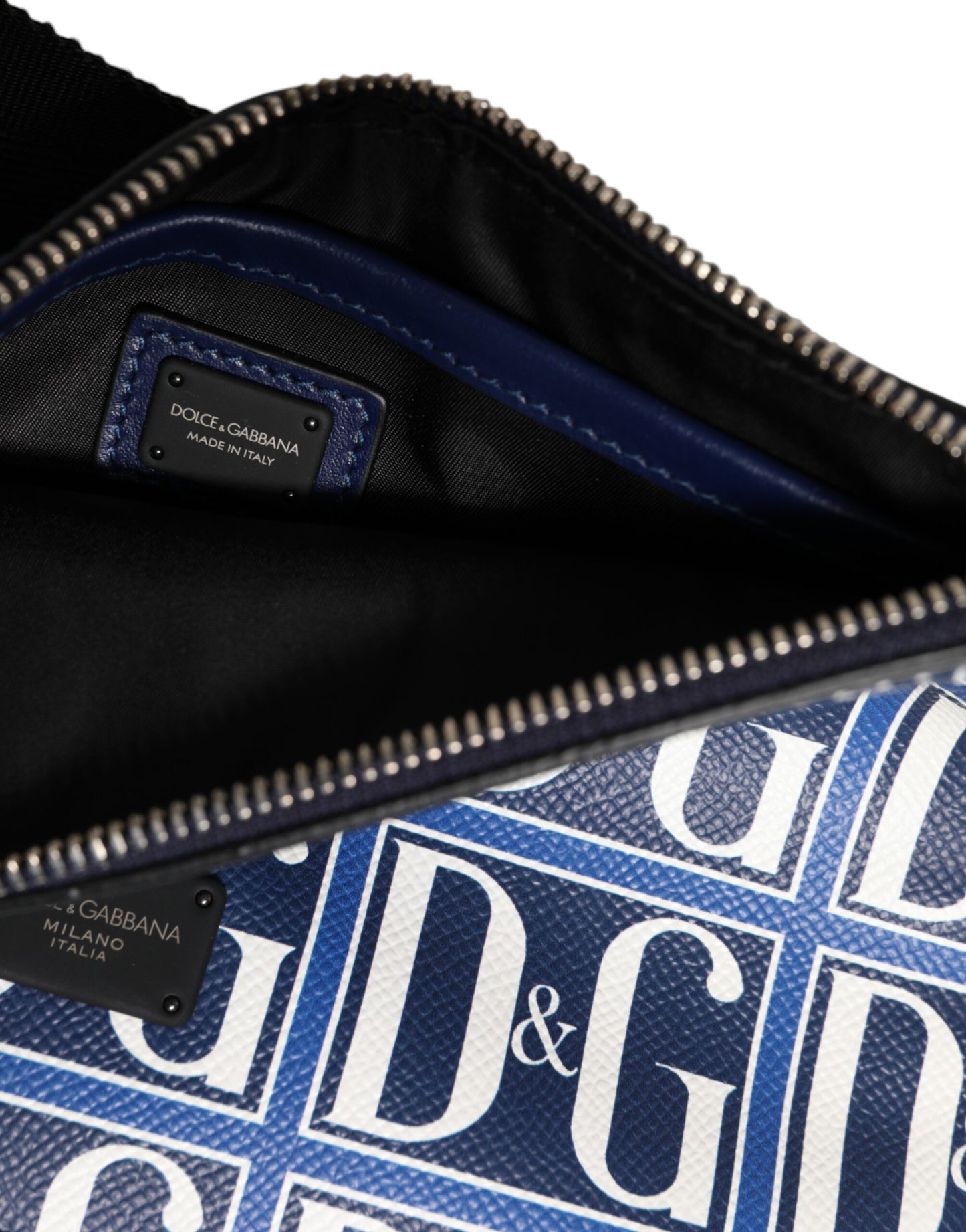 Dolce & Gabbana Blue White Leather D&G Logo Plaque Crossbody Borse Bag