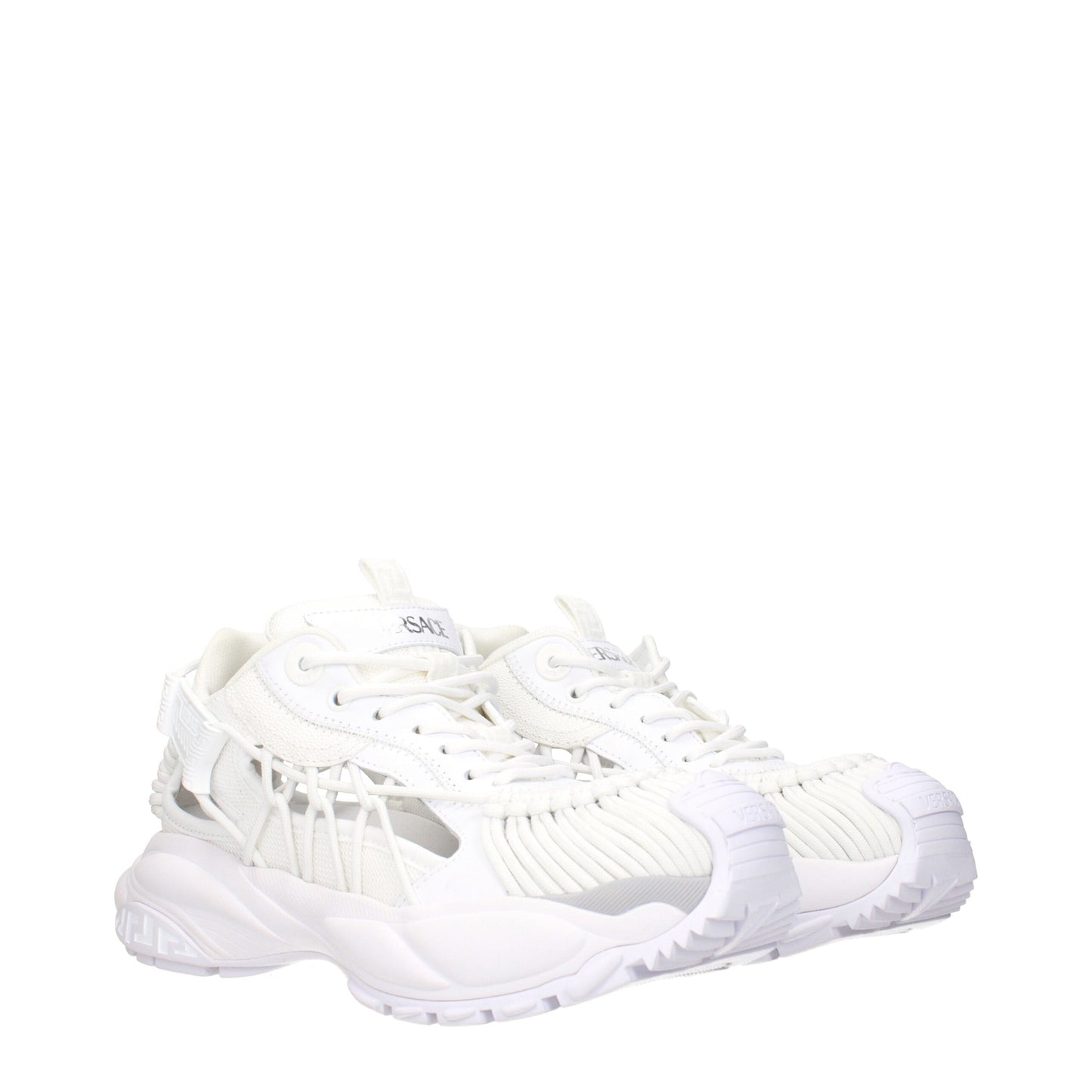 Versace White Leather Athletic Sneakers