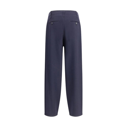 Giorgio Armani Blue Fleece Wool Casual Pants
