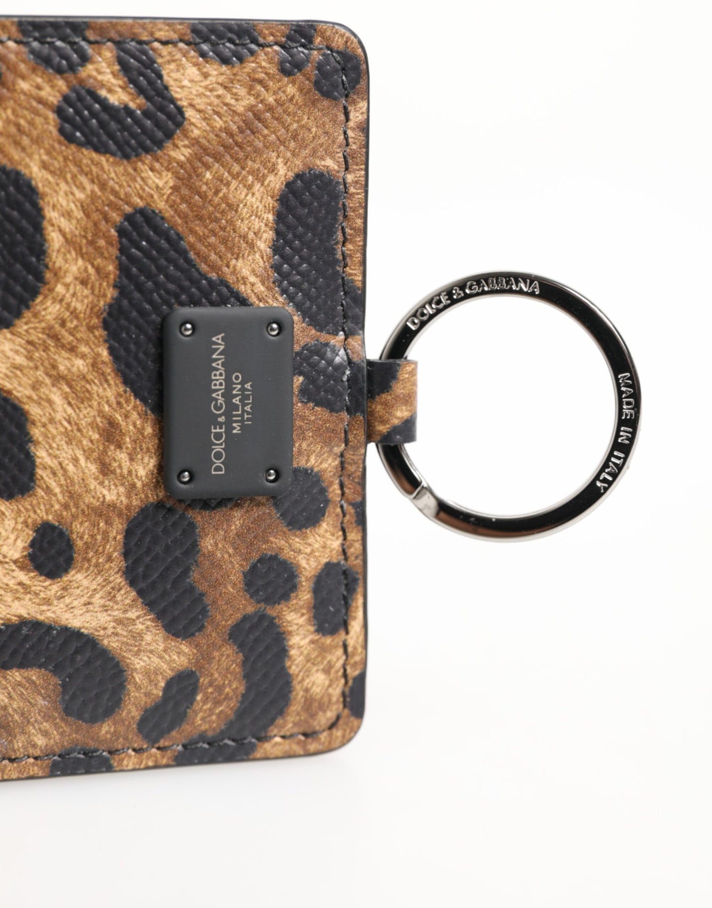 Dolce & Gabbana Leopard Print Leather Embossed Lanyard Card Holder Wallet