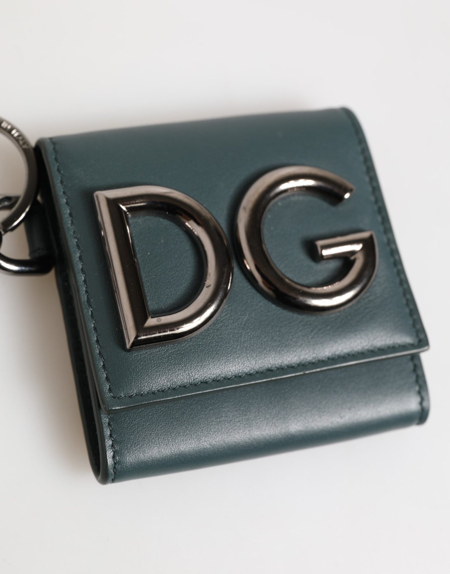 Dolce & Gabbana Dark Green Leather DG Logo Coin Purse Bag Charm Wallet