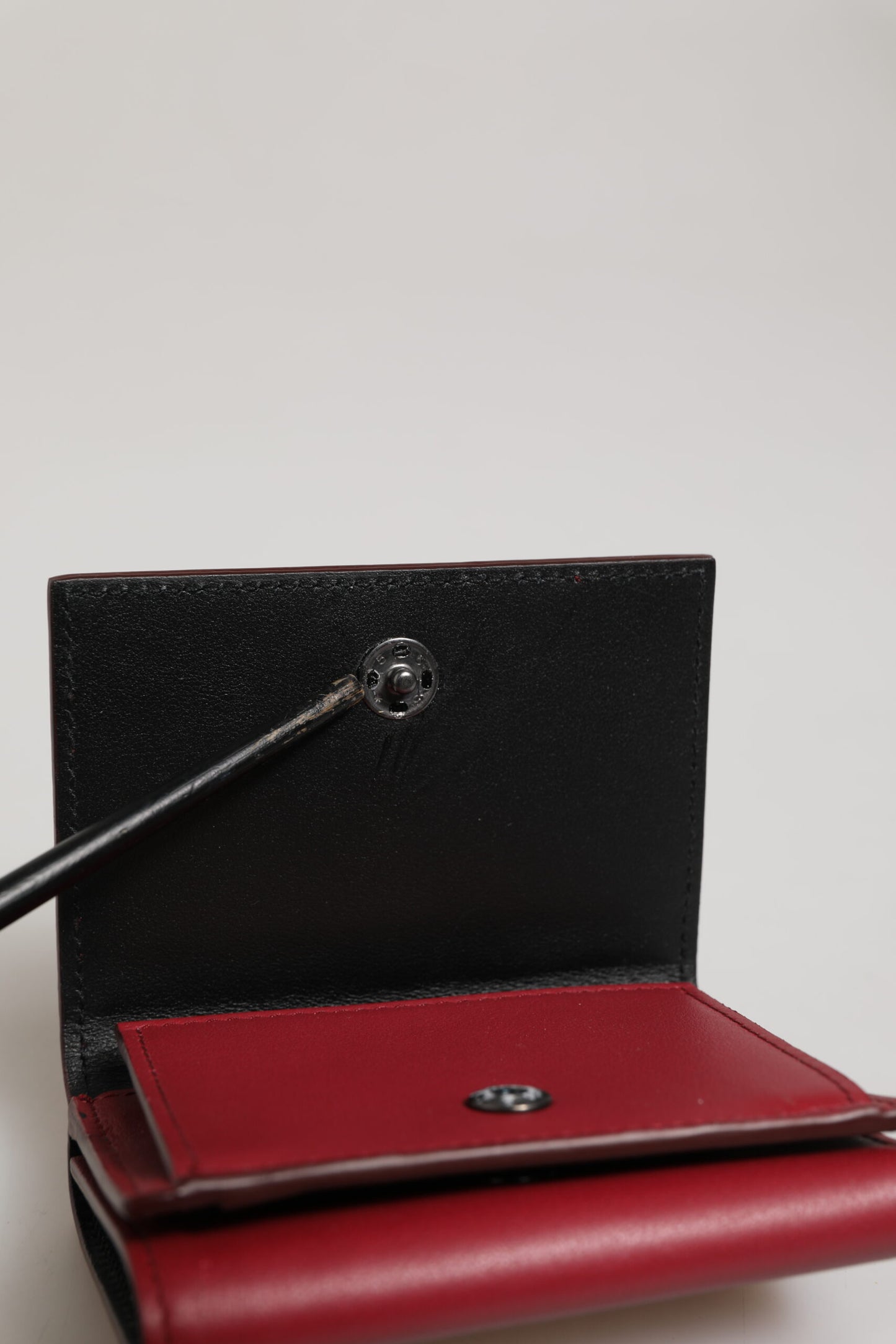 Dolce & Gabbana Red Leather Bold Logo Print Trifold Men Card Holder Wallet