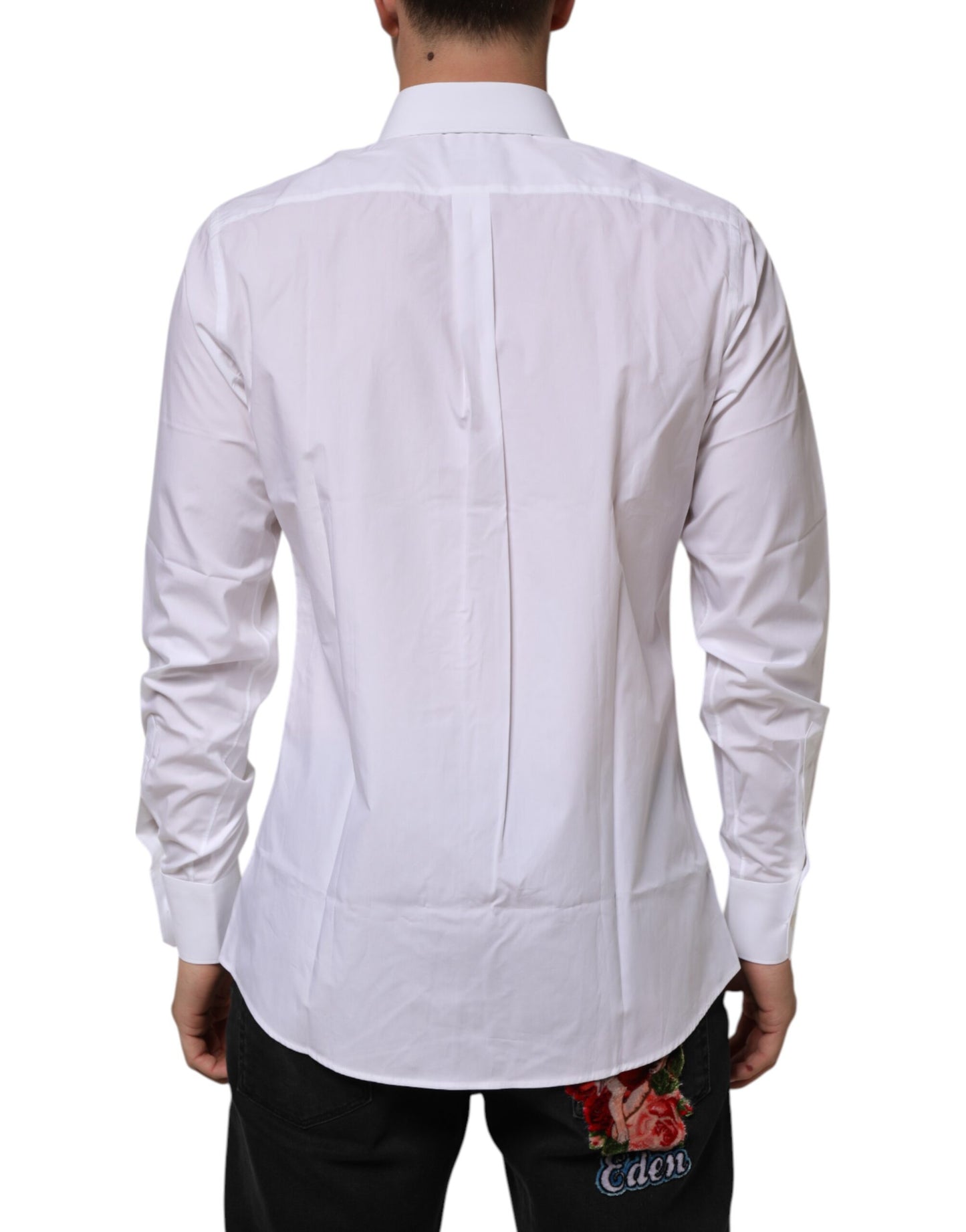 Dolce & Gabbana White Cotton Slim Fit Dress Formal Men Shirt