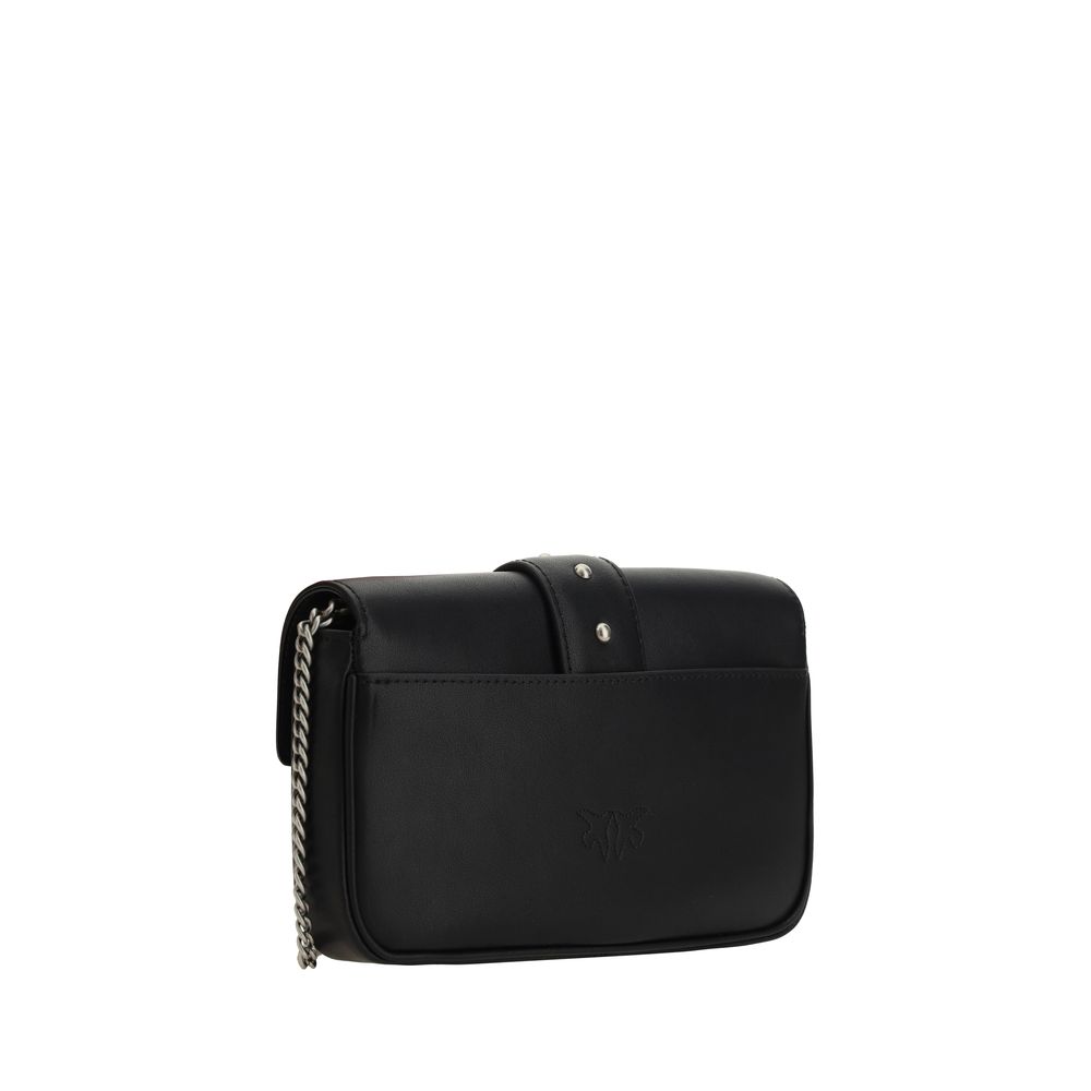 PINKO Black Calf Leather Bos Taurus Shoulder Bag