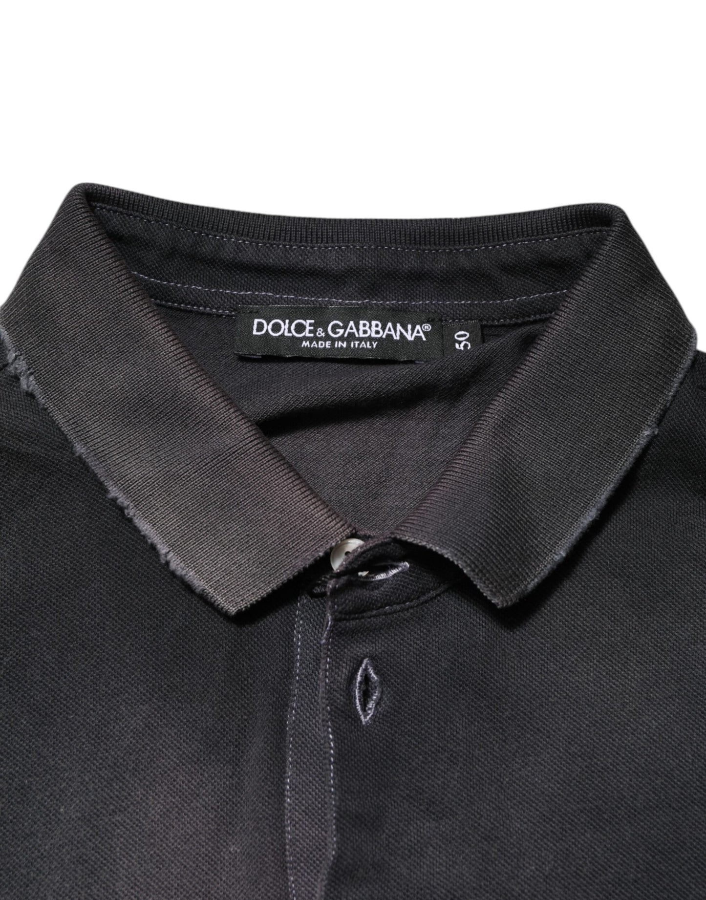 Dolce & Gabbana Gray Cotton Crown Collared Men Polo T-shirt