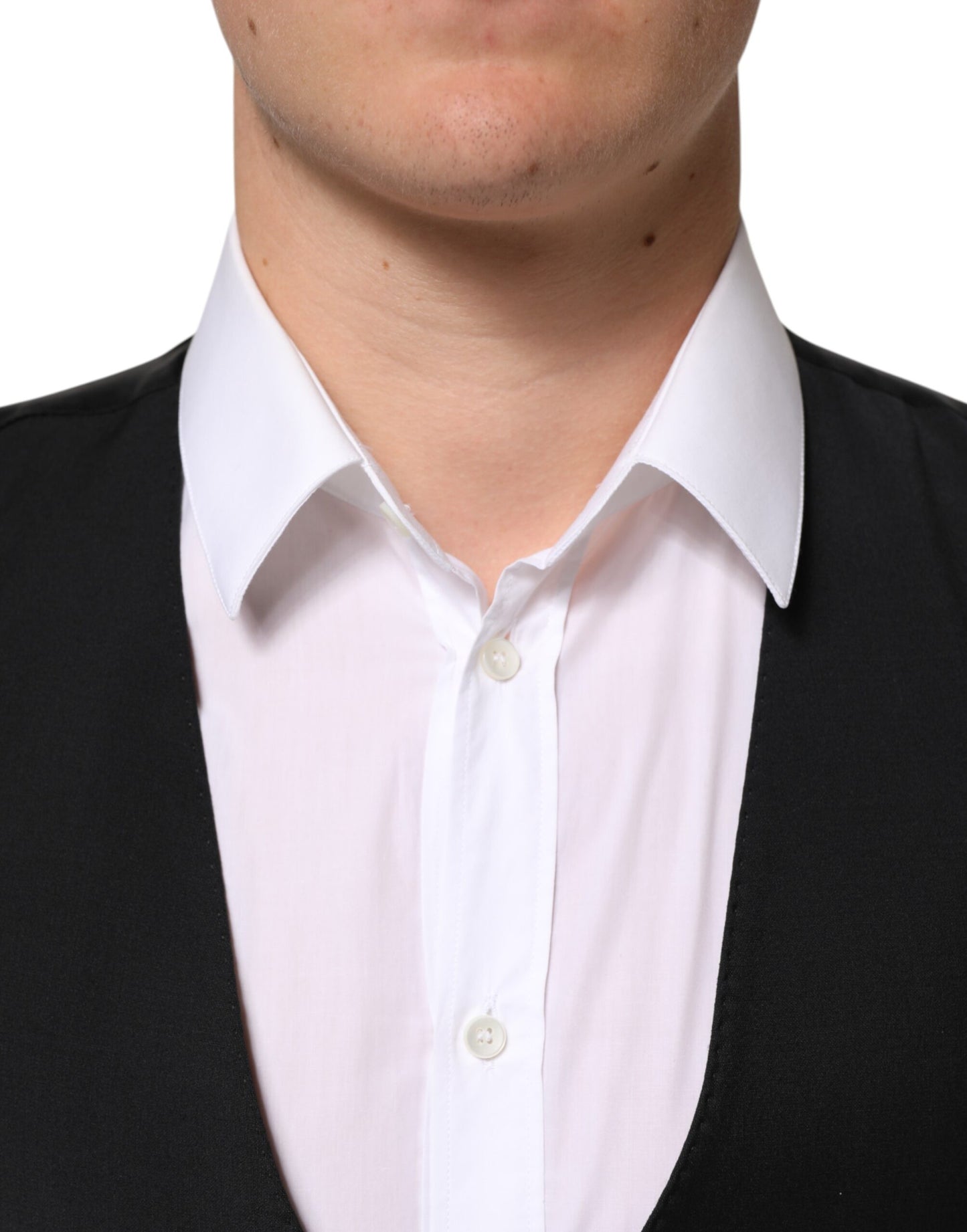 Dolce & Gabbana Black Wool Dress Formal Men Waistcoat Vest