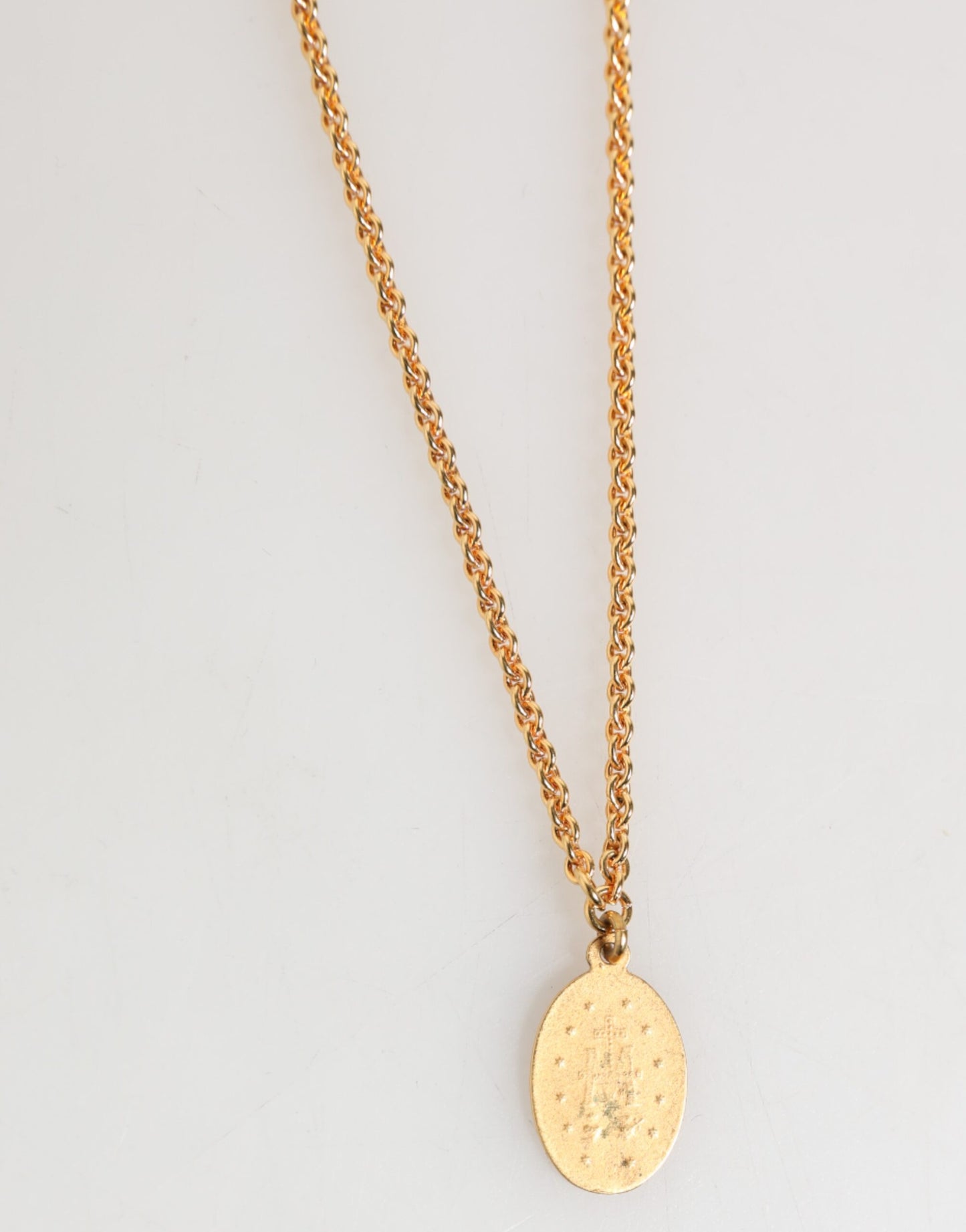 Dolce & Gabbana Gold Medallion Metal Chain Charm Men Pendant Necklace