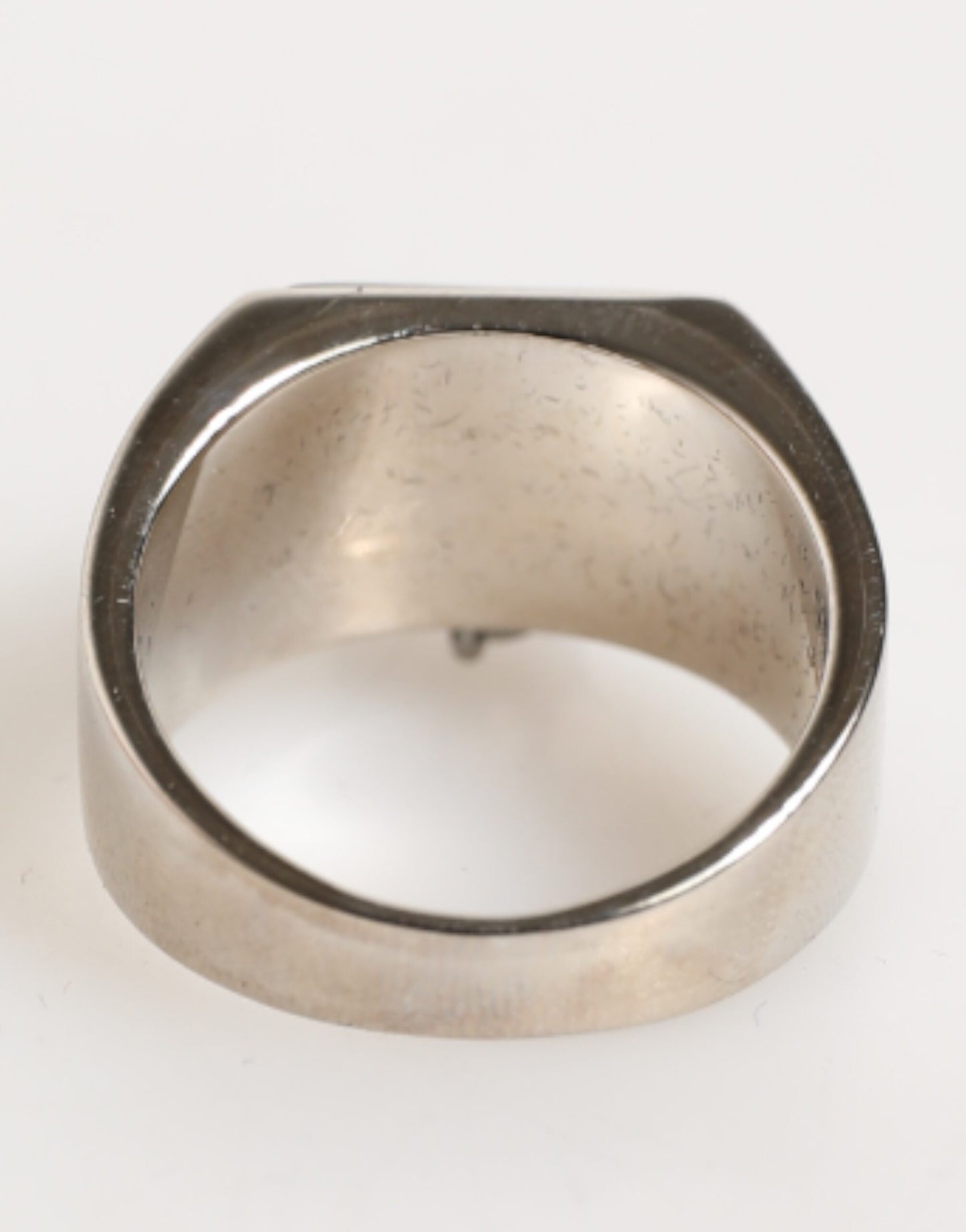 Dolce & Gabbana Silver Tone Pyramid DG Logo Real Brass Ring