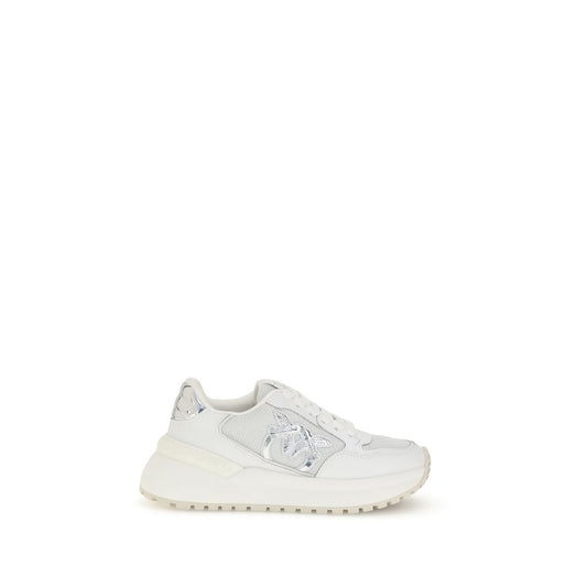 PINKO White Calf Leather Bos Taurus Chunky Sneakers