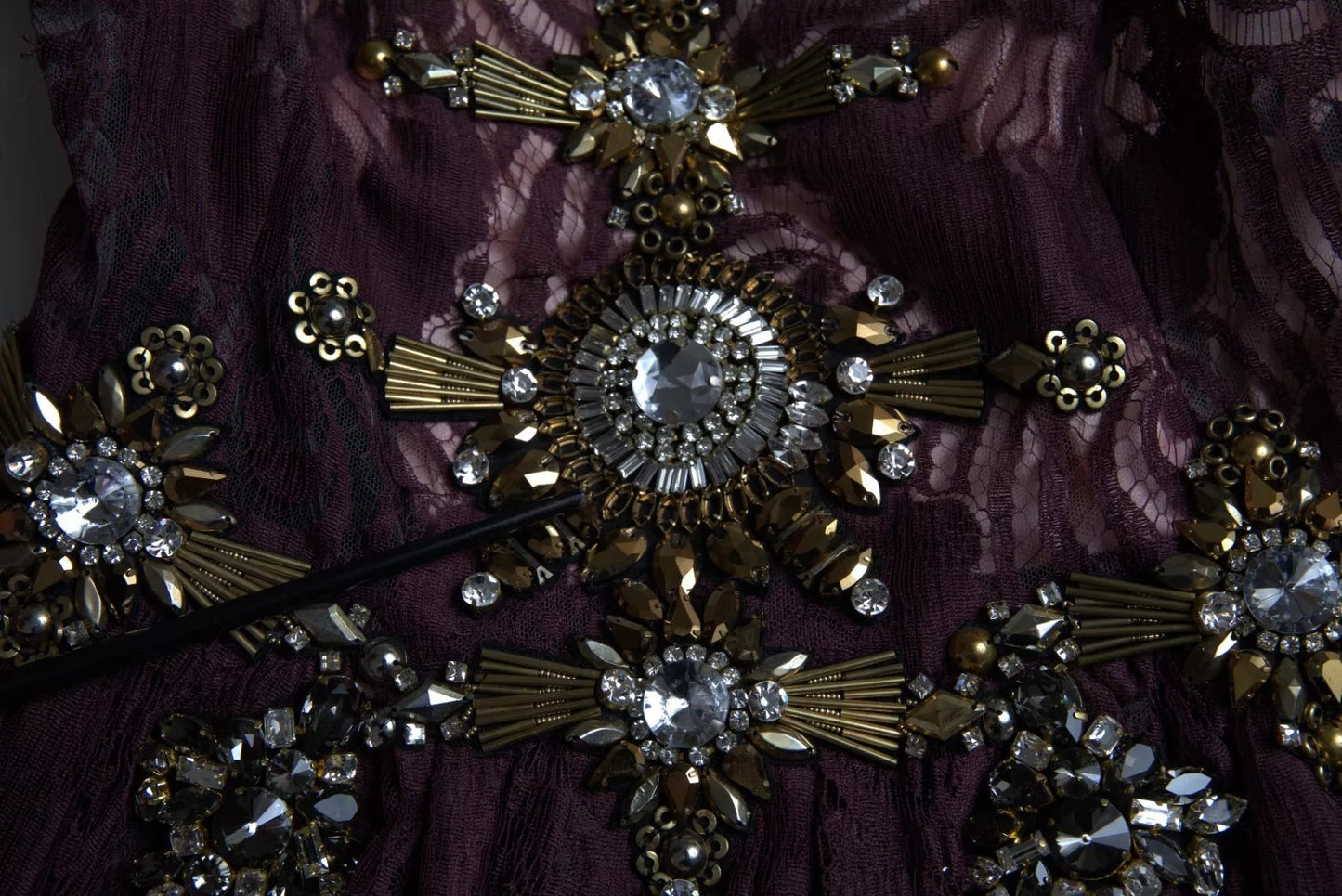 Dolce & Gabbana Purple Viscose Crystal A-Line Gown Dress